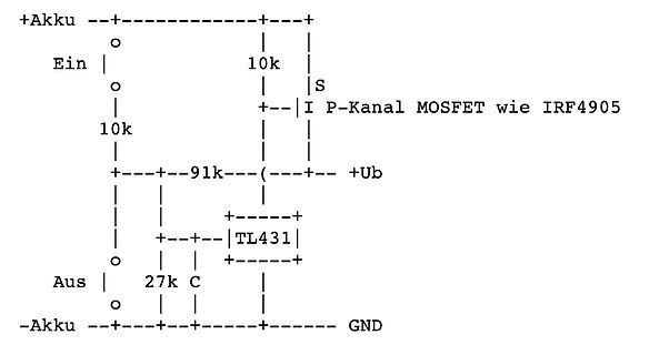 Schaltplan einer Spannungsregelung mit MOSFET und TL431