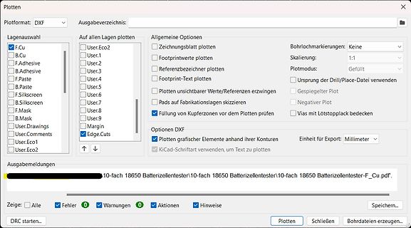 Plotten-Dialogfenster einer PCB-Design-Software
