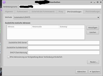Screenshot der IPv4-Einstellungen einer Netzwerkverbindung