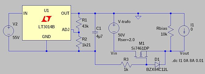 Schaltplan einer Spannungsregelung mit MOSFET
