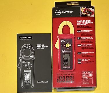 Beha-Amprobe AMP-25-EUR Mini-Clamp Messgerät Verpackung und Handbuch