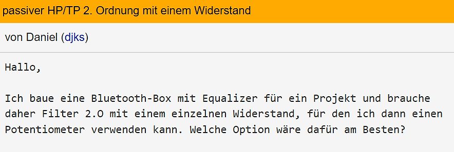 Forenbeitrag über Bluetooth-Box Filter-Design