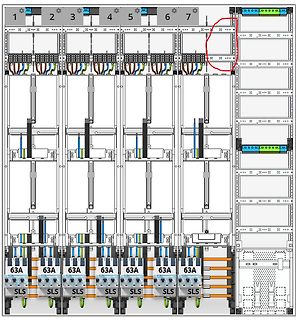 CAD-Zeichnung eines Schaltschranks oder Modulsystems