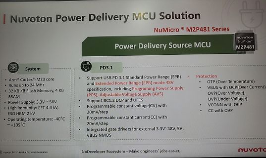 Präsentation Nuvoton NuMicro M2P481 Power Delivery MCU
