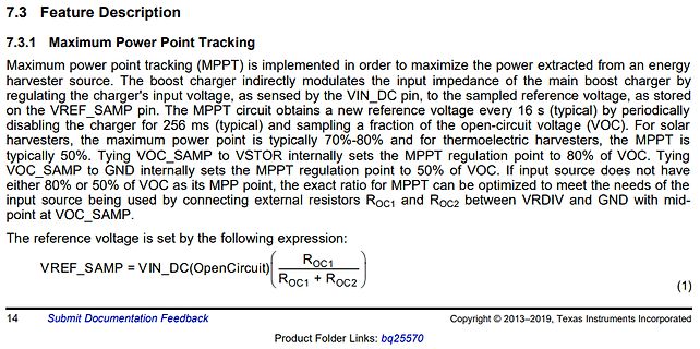 Datenblattabschnitt Maximum Power Point Tracking