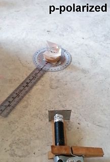 Optischer Versuchsaufbau mit Winkelmesser und Lichtquelle