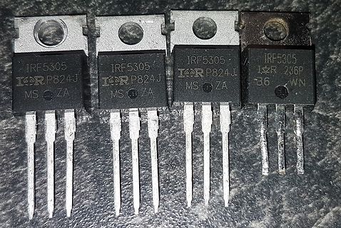 Vier IRF5305 Leistungstransistoren