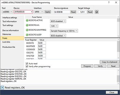 Software zur Mikrocontroller-Programmierung AVR64DD28