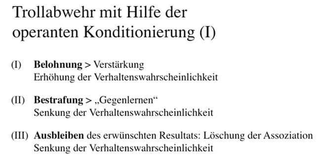 Text über Trollabwehr mittels operanter Konditionierung