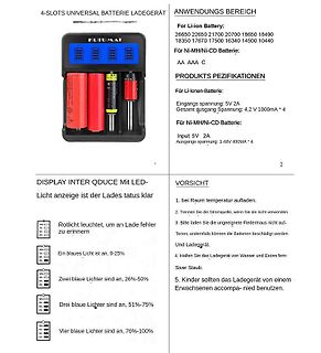 Bedienungsanleitung eines Universal-Batterieladegeräts