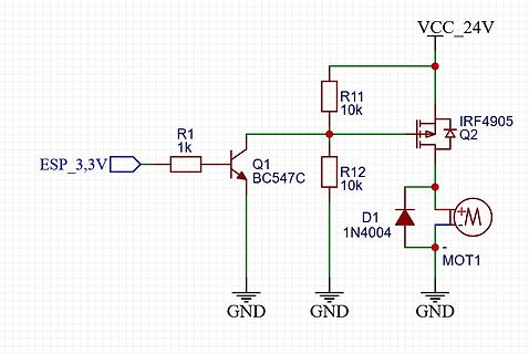 Schaltplan einer Transistor-gesteuerten Motorsteuerung