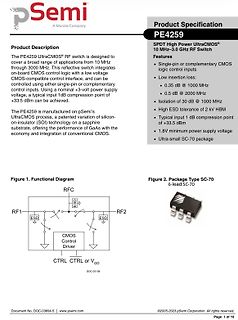 Datenblatt des PE4259 UltraCMOS RF Switch