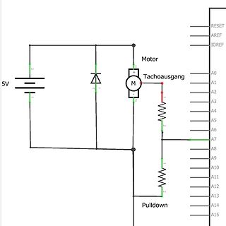 Schaltplan mit Motor, Diode und Widerständen
