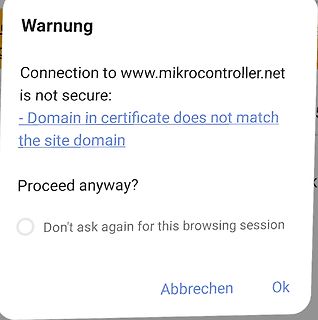 Sicherheitswarnung im Browser