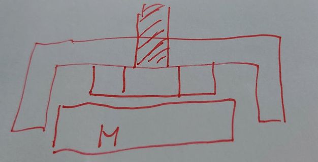 Handgezeichnete Skizze eines Bauteils oder Aufbaus