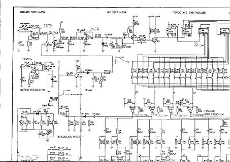 Schaltplan eines Synthesizers mit Vibrato- und H.F.-Oszillator
