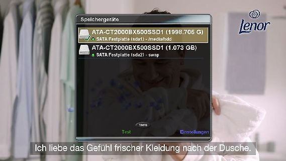 Screenshot eines Festplatten-Dialogs mit Textoverlay