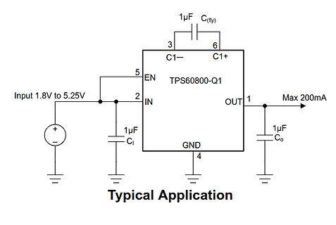 Schaltplan eines TPS60800-Q1 Boost-Konverters
