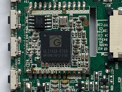 Nahaufnahme einer Leiterplatte mit GL3140A-B169 Chip