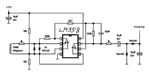 Schaltplan mit LM358 Operationsverstärker