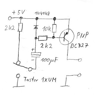 Handgezeichneter Schaltplan mit PNP-Transistor