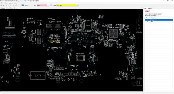 CAD-Ansicht eines Leiterplatten-Layouts