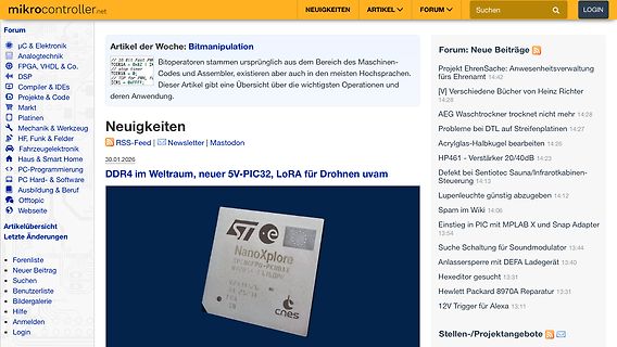 Screenshot der Website mikrocontroller.net