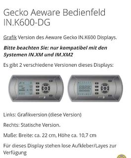 Gecko Aeware Bedienfeld IN.K600-DG mit zwei Displayversionen