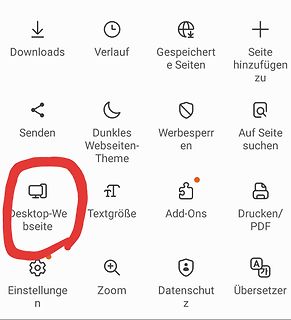 Menüoptionen eines Webbrowsers