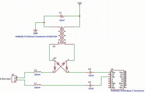 Schaltplan eines Ethernet-Transformators