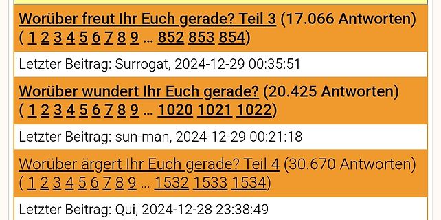 Ausschnitt eines Internetforums mit Diskussionssträngen