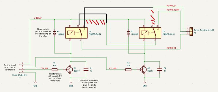 Schaltplan einer Relaissteuerung für einen Motor
