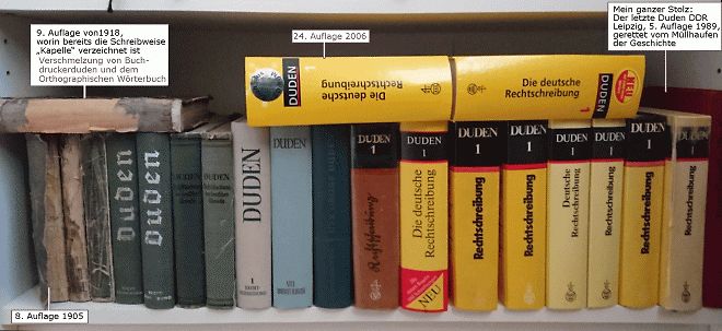 Sammlung von Duden Rechtschreibbüchern