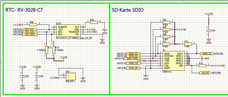 Schaltplan RTC und SD-Karte SDIO