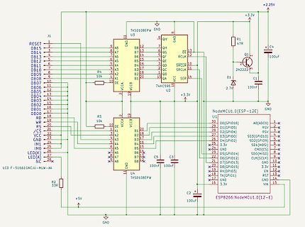 Schaltplan mit ESP8266 und 74HC595 Schieberegister