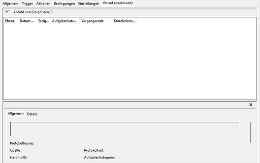 Software-Benutzeroberfläche einer Ereignisliste