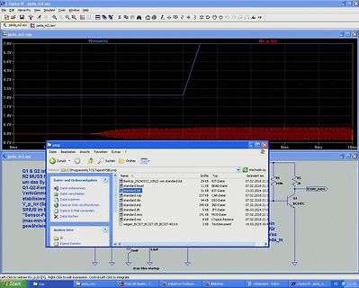 Screenshot einer LTspice Simulation mit Oszillogramm