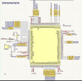 Schaltplan eines STM32F407VET6 Mikrocontrollers