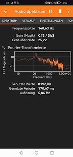 Screenshot einer Audio-Spektrum-Analyse App