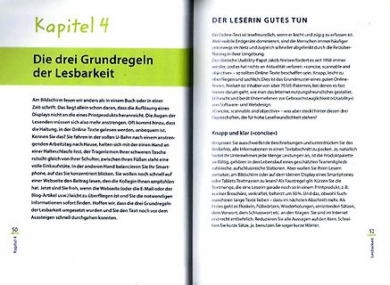 Buchseite über Lesbarkeit von Online-Texten