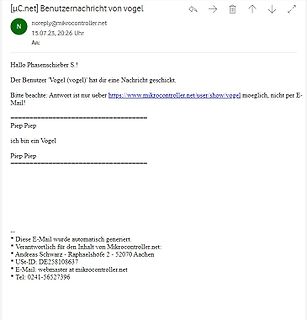 E-Mail Benachrichtigung von einem Forum