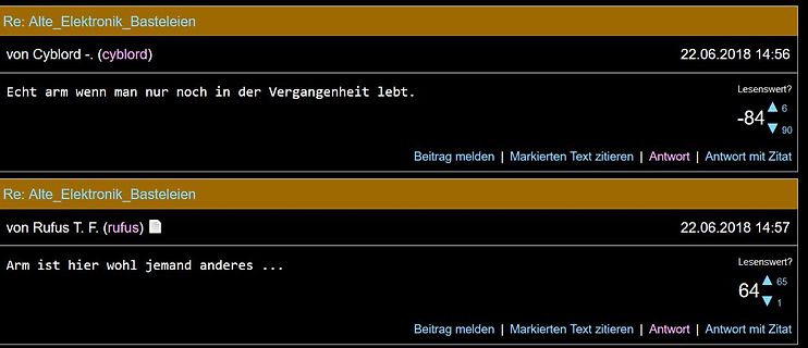 Ausschnitt aus einem Internetforum