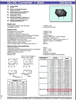 Datenblatt eines DC/DC-Konverters