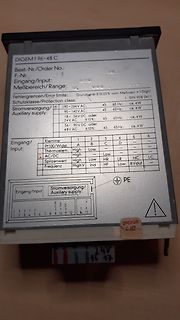 Typenschild eines Messgeräts DIGEM I 96-48 C