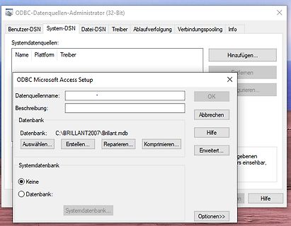 ODBC Microsoft Access Setup Fenster