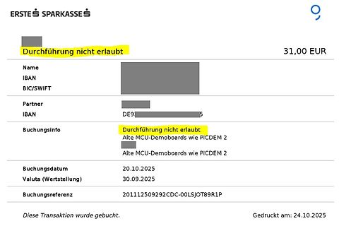 Banktransaktion der Sparkasse
