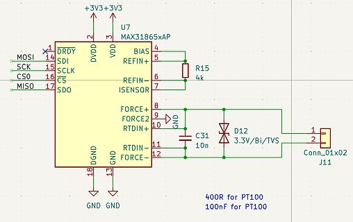 Schaltplan eines MAX31865AP RTD-zu-Digital-Wandlers