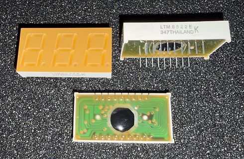 Drei Teile eines 7-Segment-Displays