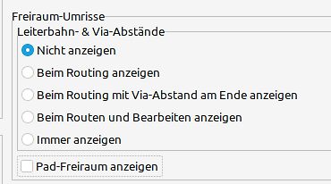 Einstellungen für Freiraum-Umrisse in einer Software