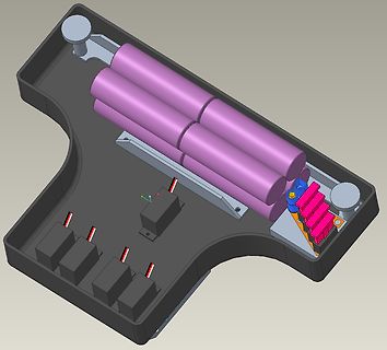 3D-CAD-Modell eines Gehäuses mit Batteriefach